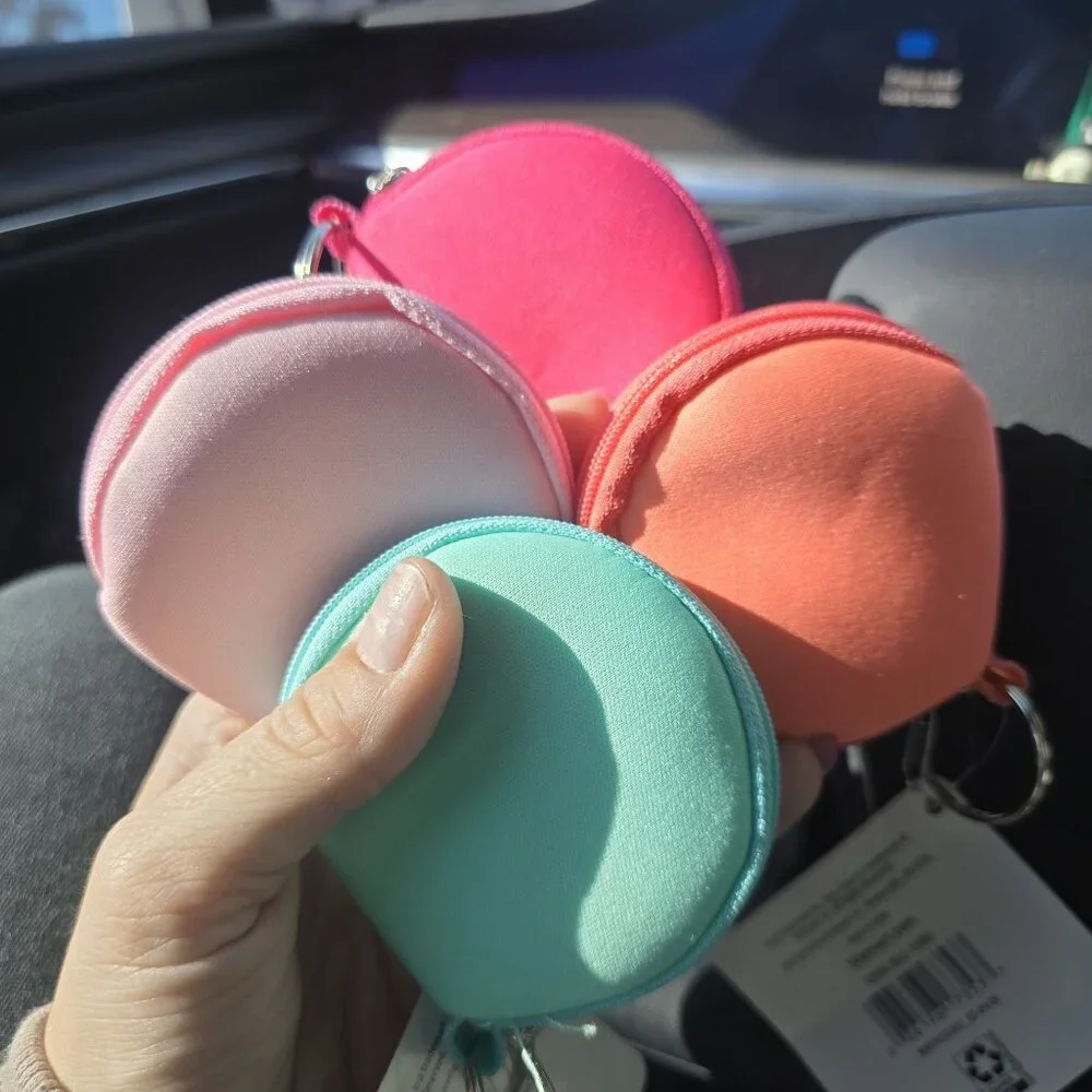 Set of 14 NWT earbuds, small coin, zipper pouch, multi colored pink green orange - Picture 3 of 6